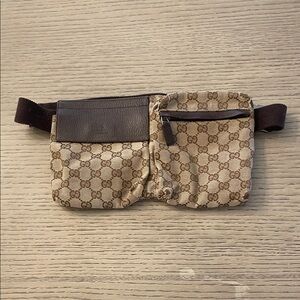Gucci Brown and Beige GG Canvas Belt Bag